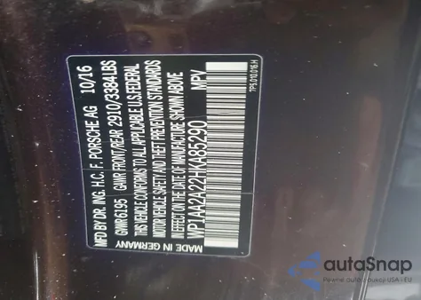 2017 Porsche Cayenne z USA, uszkodzony, nr VIN WP1AA2A22HKA85290